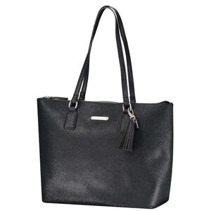 TOTTO Carinae Medium Tote Bag Black Polyvinyl Roomy Travel Office Casual Tassel